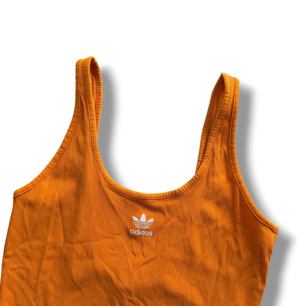 Adidas Size M Orange Adicolor Essentials Ribbed Trefoil Logo
Crop Tank Top Sport